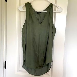 Olive green silk tank top
